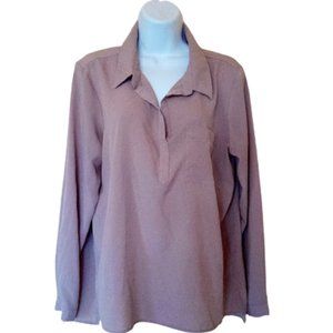 ----  Beige (or Light Brown) Pull Over Blouse Size Large